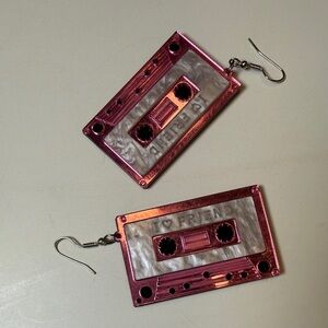 Old School Pink Cassette Tape Earrings